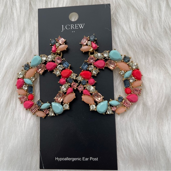J Crew Colorful wreath statement earring - NEW - Picture 1 of 5
